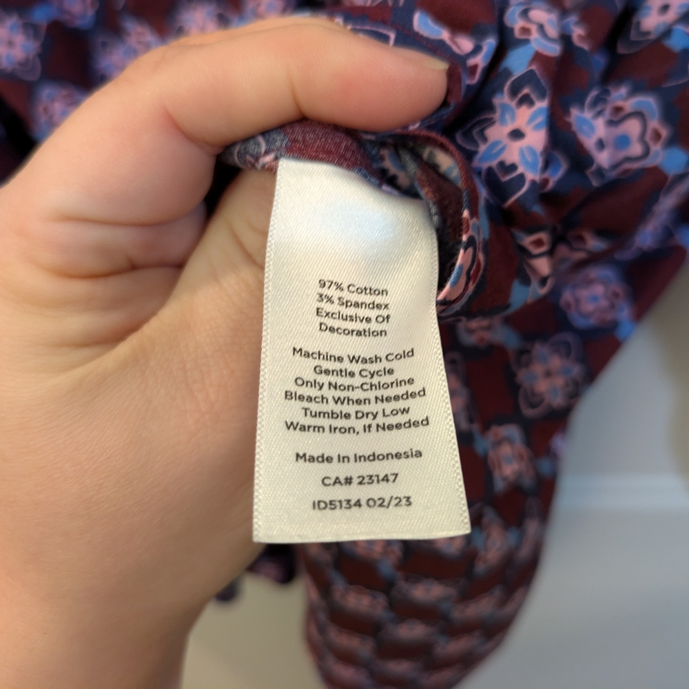 Talbots Purple Patterned Button-Up Blouse - image 7